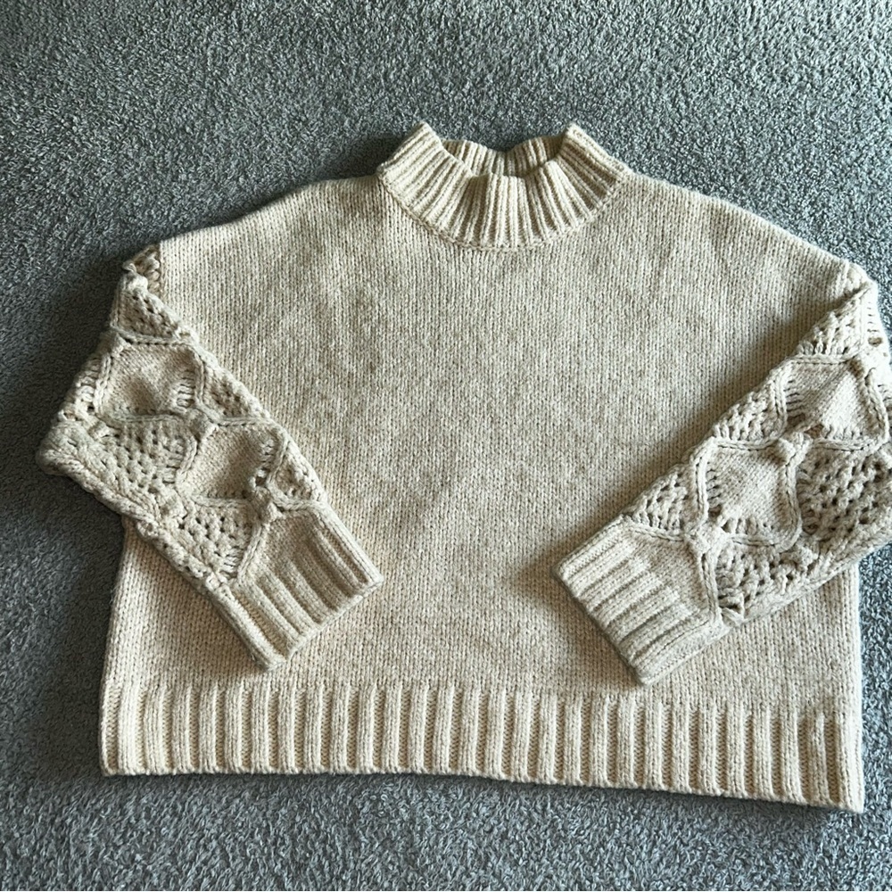 Skies Are Blue Cream Knit Turtleneck Sweater